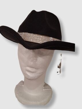 Juicy Couture Black Cowboy Hat with Rhinestone Band